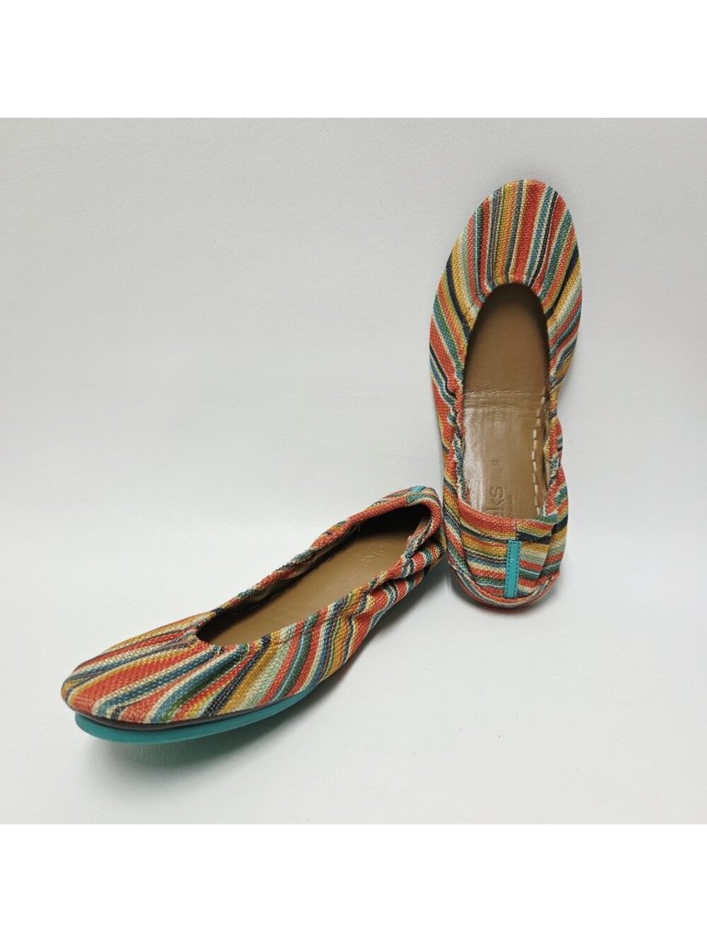 Tieks Sunset Stripe Foldable Orange Vegan Ballet Flats Women's Size 9 EUC